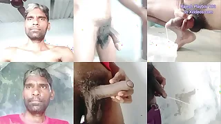 Rajesh Playboy 993 naked foreskin big hairy uncut cock masturbating showing bubble butt and cumming in the cover. Big cumshot and pissing in the bathroom pee